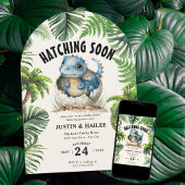 編集可能な孵化すぐに恐竜の赤ちゃんシャワー 招待状