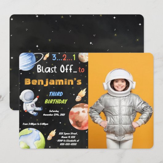 編集可能な宇宙写真招待状 招待状 (正面/裏面)