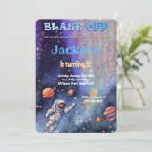 編集可能な宇宙誕生日パーティー 招待状 (スタンド正面)