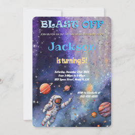 編集可能な宇宙誕生日パーティー 招待状