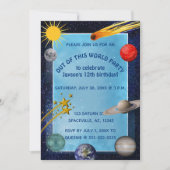 編集可能な宇宙誕生日 招待状 (正面)