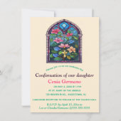 編集可能な宗教教会ステンドグラスの花 招待状 (正面)