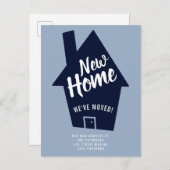 編集可能な家の新しいホームタイポグラフィの青の移動 案内ポストカード (正面/裏面)
