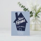 編集可能な家の新しいホームタイポグラフィの青の移動 案内ポストカード (スタンド正面)