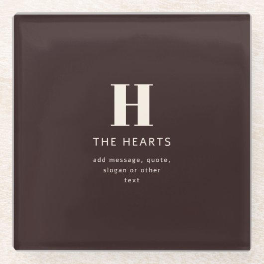 編集可能な家族の名字または会社名 ガラスコースター (正面)