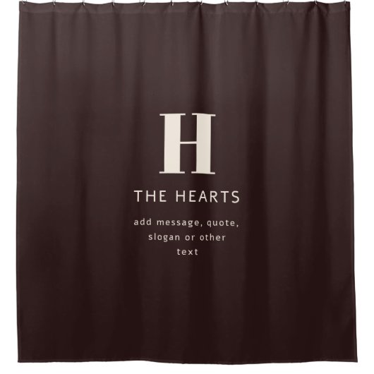 編集可能な家族の名字または会社名 シャワーカーテン (正面)