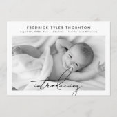 編集可能な導入コラージュ写真ベビー誕生 案内状 (正面)