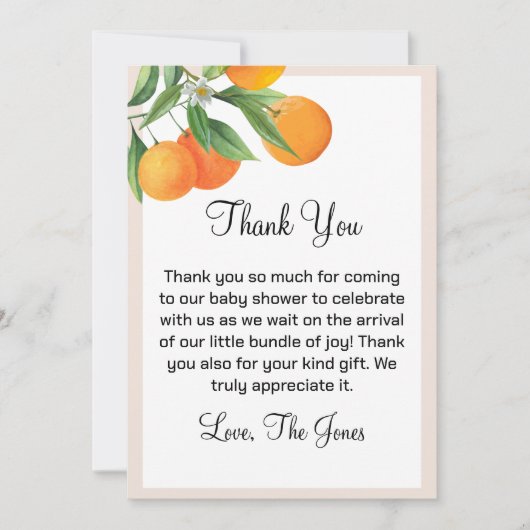 編集可能な小さなかわいこちゃんベビーシャワーサンキューカード サンキューカード (正面)