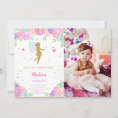 編集可能な小さな妖精の誕生日パーティーの写真 招待状 (正面)