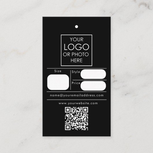 編集可能な小売価格ラベル衣類スイングラベルブラック 名刺 (正面)
