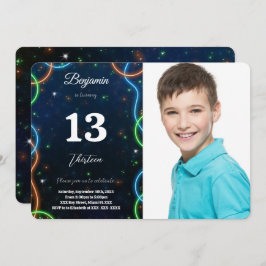 編集可能な少年誕生日写真 招待状