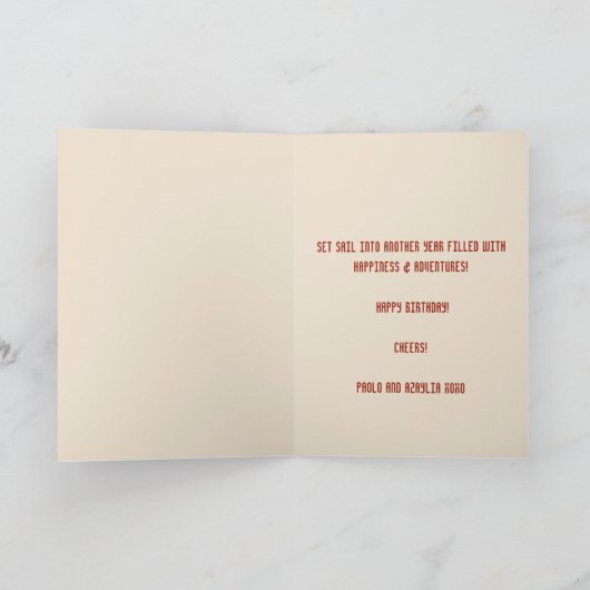 編集可能な帆船の誕生日 カード (内部)
