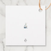 編集可能な帆船スクエアありがとうラベル – 青 フェイバータグ (裏面)