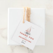 編集可能な帆船スクエアのお願い/ありがとうラベル – ピンク フェイバータグ (インサイチュ)