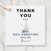 編集可能な帆船スクエアの好意/感謝のラベル フェイバータグ (正面)