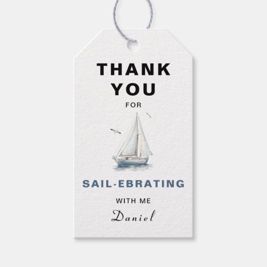 編集可能な帆船航海のメッセージカード ギフトタグ (正面)
