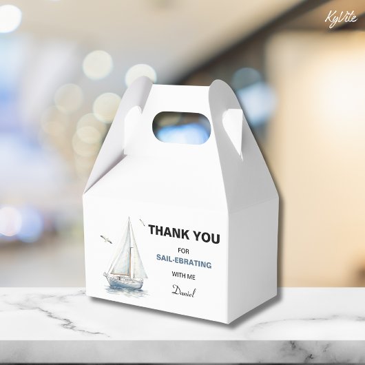 編集可能な帆船誕生日切り妻ボックス/好意ボックス フェイバーボックス