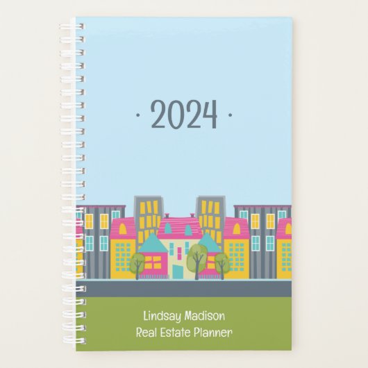 編集可能な年かわいい不動産仲介業者実在エステートエージェント プランナー手帳 (正面)