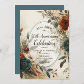 編集可能な年秋花の記念日パーティー 招待状 (正面/裏面)