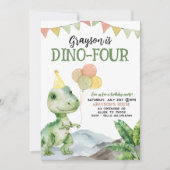 編集可能な年齢Tレックス恐竜誕生日おもしろいかわいい 招待状 (正面)