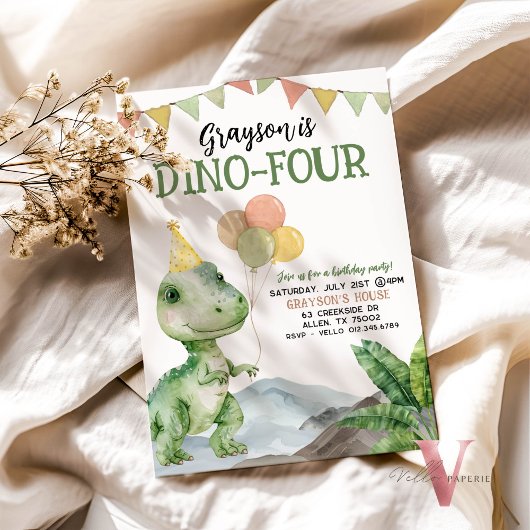 編集可能な年齢Tレックス恐竜誕生日おもしろいかわいい 招待状