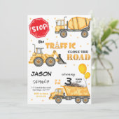 編集可能な建設誕生日招待状 招待状 (スタンド正面)