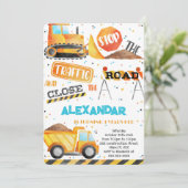 編集可能な建設誕生日招待状 招待状 (スタンド正面)