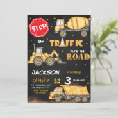 編集可能な建設誕生日招待状 招待状 (スタンド正面)