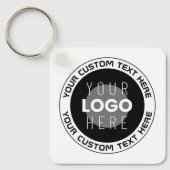 編集可能な循環文字および交換可能なロゴ | B&W キーホルダー (正面)