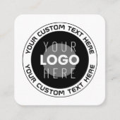 編集可能な循環文字および交換可能なロゴ | B&W スクエア名刺 (正面)