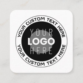 編集可能な循環文字および交換可能なロゴ | B&W スクエア名刺