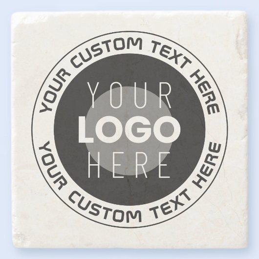 編集可能な循環文字および交換可能なロゴ | B&W ストーンコースター