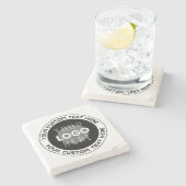 編集可能な循環文字および交換可能なロゴ | B&W ストーンコースター (横)