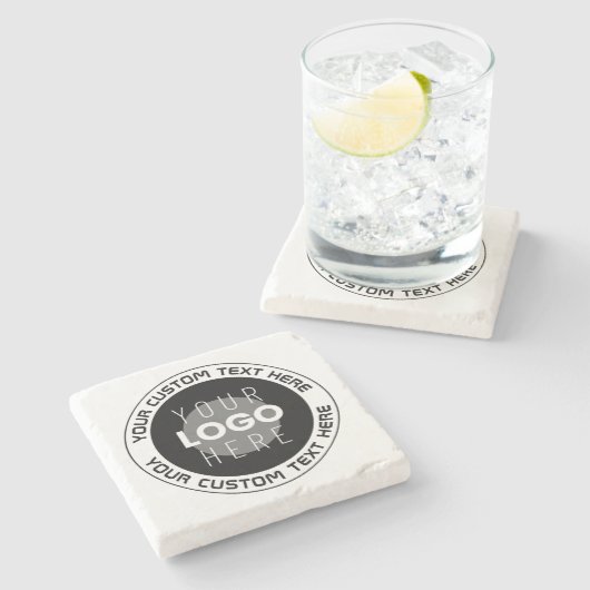 編集可能な循環文字および交換可能なロゴ | B&W ストーンコースター (横)