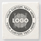 編集可能な循環文字および交換可能なロゴ | B&W ストーンコースター (正面)
