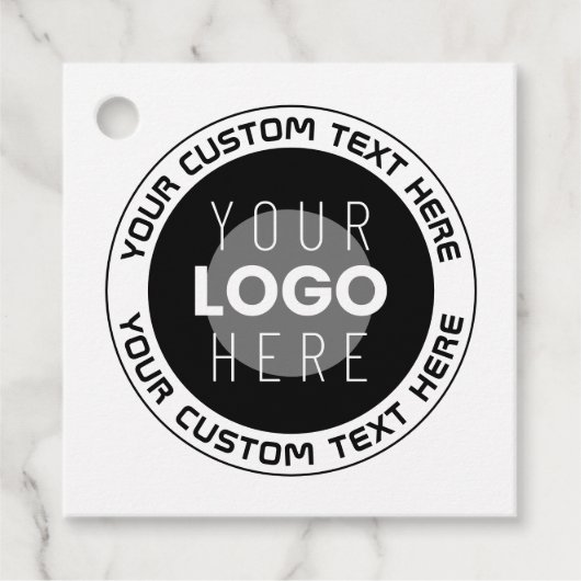 編集可能な循環文字および交換可能なロゴ | B&W フェイバータグ (正面)