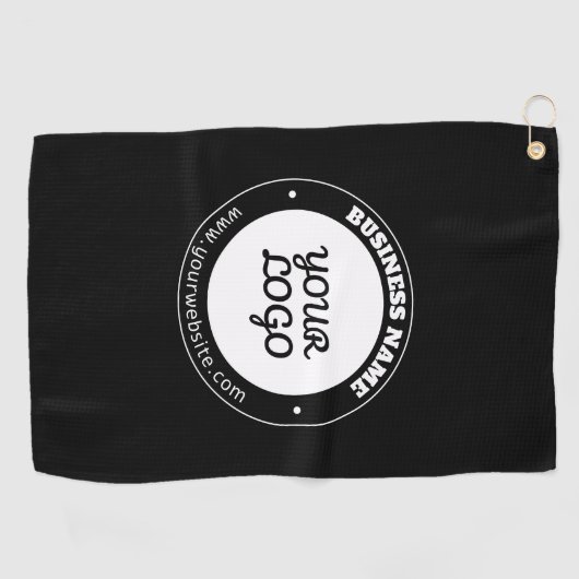 編集可能な循環文字とアップロードされたロゴテンプレート ゴルフタオル (横)