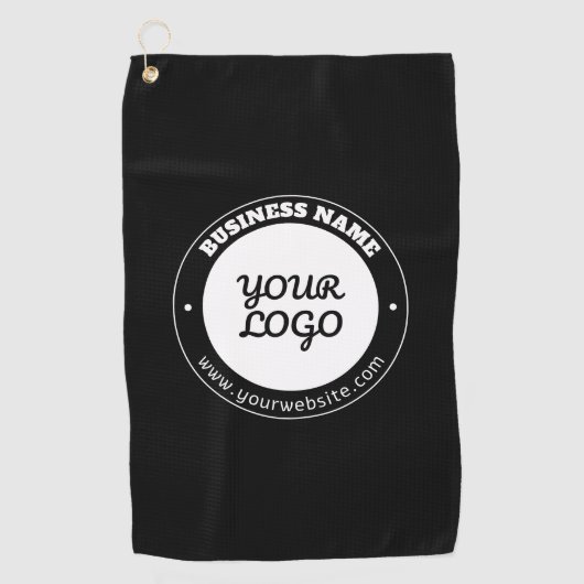 編集可能な循環文字とアップロードされたロゴテンプレート ゴルフタオル (正面)