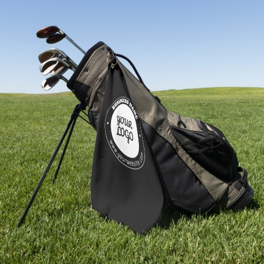 編集可能な循環文字とアップロードされたロゴテンプレート ゴルフタオル (グリーン)