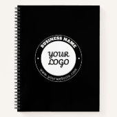 編集可能な循環文字とアップロードされたロゴテンプレート ノートブック (正面)