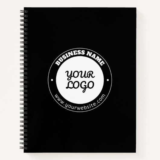 編集可能な循環文字とアップロードされたロゴテンプレート ノートブック (正面)