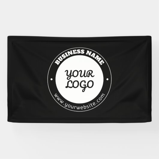 編集可能な循環文字とアップロードされたロゴテンプレート 横断幕 (横)