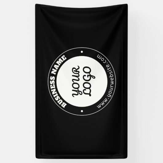 編集可能な循環文字とアップロードされたロゴテンプレート 横断幕 (縦)