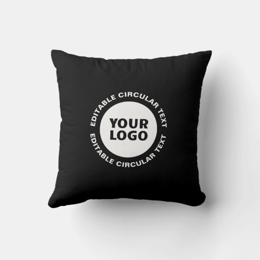 編集可能な循環文字テンプレートとロゴ クッション (裏面)
