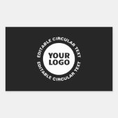 編集可能な循環文字テンプレートとロゴ 長方形シール (正面)