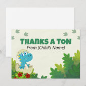 編集可能な恐竜の感謝カード 恐竜がうなる サンキューカード (正面/裏面)