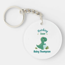 編集可能な恐竜男の赤ちゃんシャワーハッチング キーホルダー