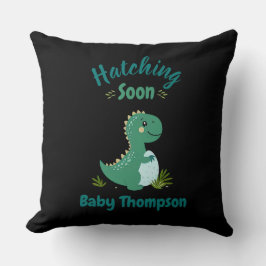 編集可能な恐竜男の赤ちゃんシャワーハッチング クッション