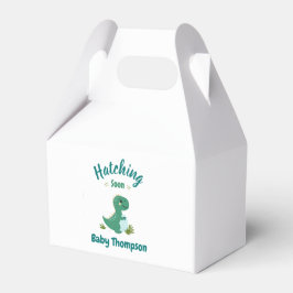 編集可能な恐竜男の赤ちゃんシャワーハッチング フェイバーボックス