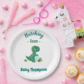 編集可能な恐竜男の赤ちゃんシャワーハッチング ペーパープレート (パーティー)
